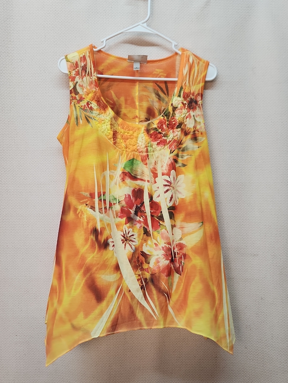dressbarn Orange Floral Scoop Neck Tank